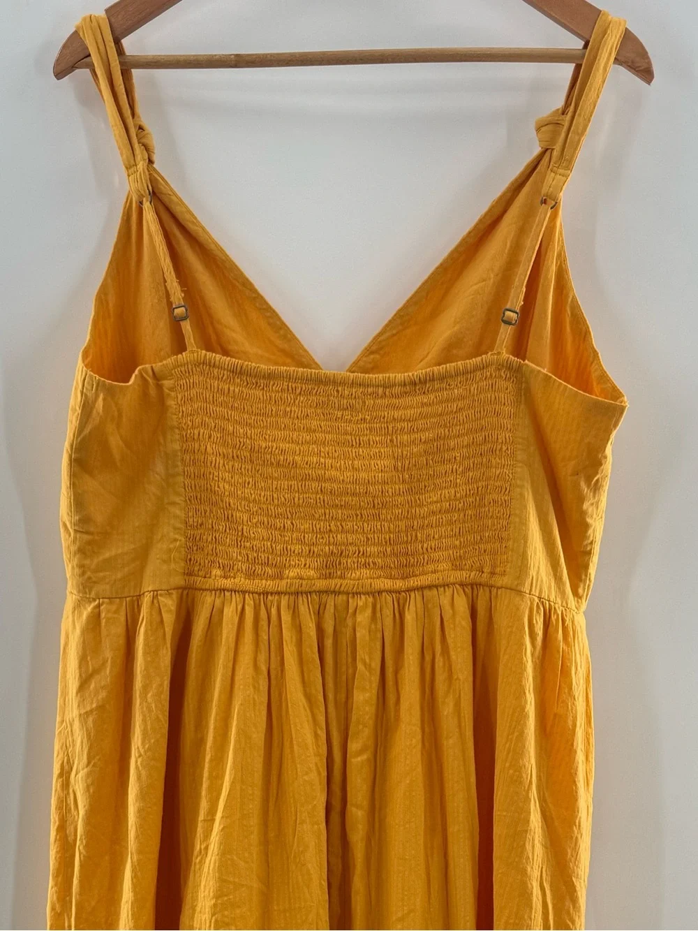 NWT Abercrombie & Fitch Cotton Tiered Smocked Maxi Dress Golden Yellow Size XL